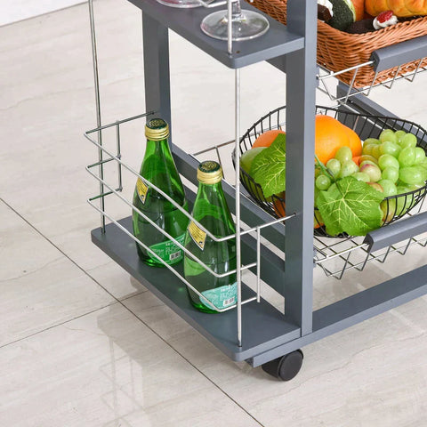 Rootz Kitchen Trolley - Serving Trolley - 2 Shelves - Indoor - Outdoor - Brown/Grey - W47 x D37 x H83 cm