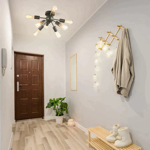 Rootz Ceiling Lamp - Wall Lamp - Glass Office Lamp - Led Ceiling Lighting - Bathroom - Kitchen - Balcony - Black - 36 x 36 x 21 cm