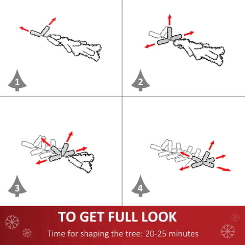 Rootz Artificial Christmas Tree - Christmas Tree - Snow-Dipped Christmas Tree - Removable Stand with White Berries Star - Green - 75cm x 75cm x 150cm