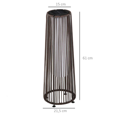 Rootz Garden Light - Outdoor Lamp - Solar Powered - 8 Hours Operation - Automatic Mode - Rattan Look - 21.5 x 21.5 x 61 cm