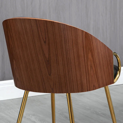 Rootz Set Of 2 Dining Chairs - In Retro Design - Accent Chair - Kitchen Chair - Black + Gold - 50cm x 55cm x 75cm