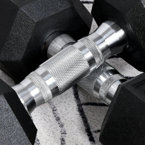 Rootz 2 x 6 kg Hexagonal Dumbbells - Rubber Dumbbell - Knurled Handle - Sports Hex Weights Sets - Weight Lifting Exercise - Home - Gym - Black