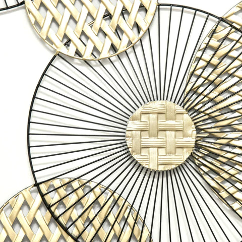 Rootz Metal Wall Decor - 3D Mural Abstract Shapes - Modern Wall Art - Gold + Black - 40L x 90H cm