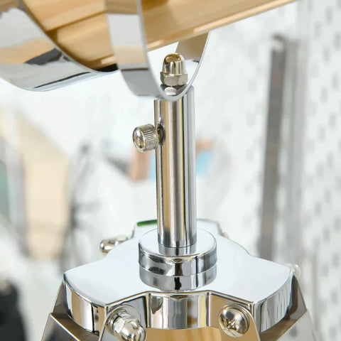 Rootz Table Lamp - Bedside Lamp - Tripod Lamp - Wood Tripod Frame - Spotlight Design - Natural/Silver - 30 cm x 30 cm x 68 cm