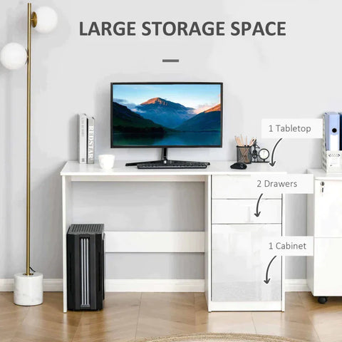 Rootz Desk - Computerbureau met 2 Laden - Modern Schrijfwerkstation - Thuis - Kantoor - Studie - Wit - 120 cm x 60 cm x 76 cm