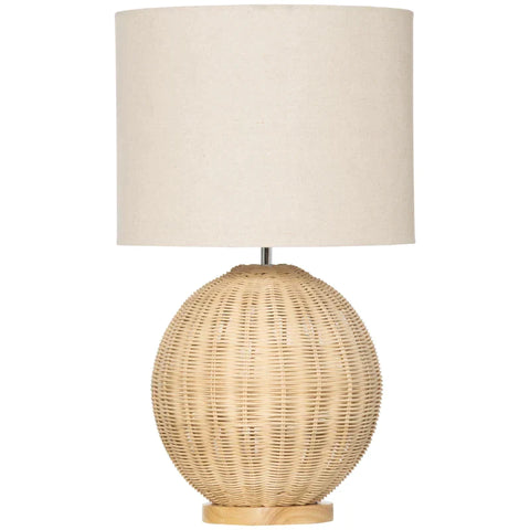 Rootz Tischlampe – Nachttischlampe – Tischlampe in Rattan-Optik – PP/Rattan – Beige/Natur – 34 cm x 34 m x 55 cm
