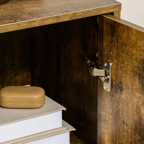 Rootz Sideboard - 2 Doors - 4 Shelves - Industrial Design - Storage Cabinet - Chipboard - Steel - Brown + Black - 80cm x 39cm x 91cm