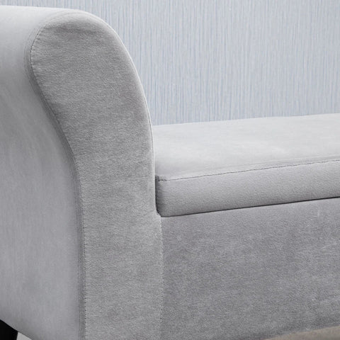 Rootz Bench - Upholstered Bench With Storage Space - Armrests Chest Bench - Modern Hallway - Bedroom - Living Room - Polyester - Rubber - Wood - Light Grey - 111.5 x 41 x 65 cm