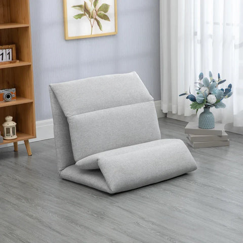 Rootz Floor Chair - Guest Mattress - 5 Levels - Lounge Chair - Thick Padding - Linen Look - Breathable Outer Material - Robust Steel Frame - Light Gray - 72W x 71D x 60H cm