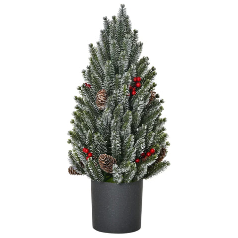 Rootz Christmas Tree - Mini Christmas Tree With Pine Cones - Red Berries And Overtop - Multicolored