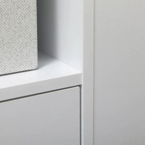 Rootz Kitchen Cabinet - 5 Shelves - Easy To Clean - 3 Side Compartments - Large Storage Solution - Chipboard - White + Natural - 75L x 39.5W x 88H cm