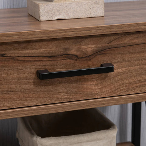 Rootz Console Table In Industrial Design - 2 Drawers - 2 Shelves - Wood Material - Brown + Black - 102 cm x 31 cm x 78 cm