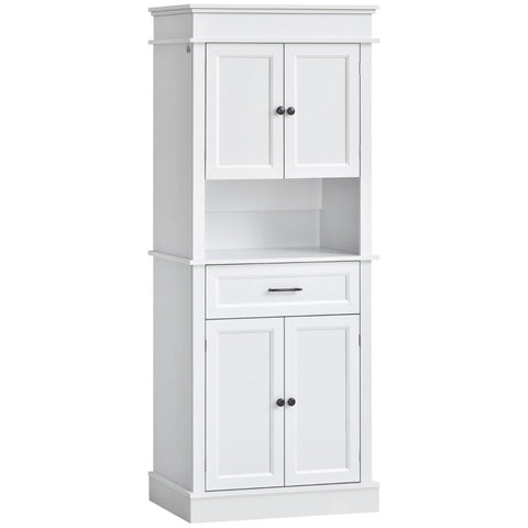 Rootz Kitchen Cabinet - Storage Cabinet - Kitchen Cupboard - Country Style - 2 Cabinets 1 Drawer - Wood - White - 74 cm x 39.5 cm x 183 cm