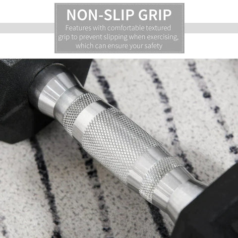 Rootz 2x5kg Hexagonal Dumbbells - Rubber Dumbbell - Knurled Handle - Sports Hex Weights Sets - Weight Lifting Exercise - Home - Gym