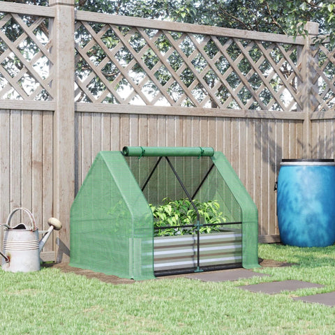 Rootz Greenhouse - Foil Greenhouse - Garden Verhoogd Bed - Cold Frame - Met Roldeur - Groen - 127 x 95 x 92 cm
