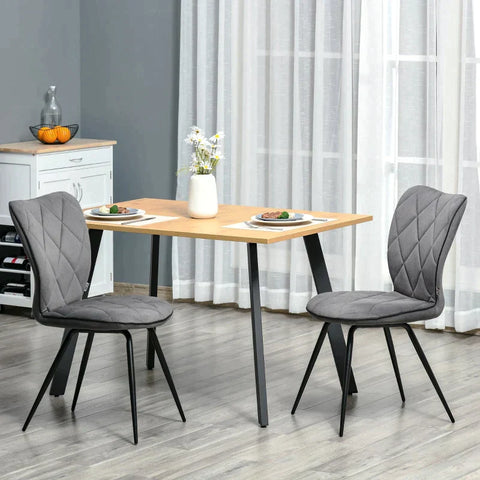 Rootz 2er-Set Esszimmerstühle – Küchenstühle – gepolsterte Stühle mit Rückenlehne – Flanellschaumstahl – Grau/Schwarz – 47 x 62 x 91 cm