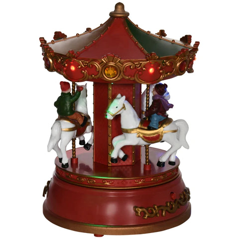 Rootz Kerstmuziekdoos - Draaiende Carrousel - Met Muziek - LED-verlichting - Kleurrijk - 13 x 13 x 18,5 cm