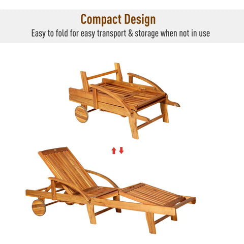 Rootz Sun Lounger - Garden Lounger - Tami Sunlounger - Relaxation Lounger - Deck Chair - Garden Furniture - Foldable Adjustable - Natural - 195 x 70 x 56-88 cm