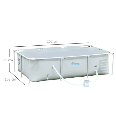 Rootz Frame Pool - Frame Swimming Pool - Swimming Pool - Pool - Gray - 252 x 152 x 65 cm