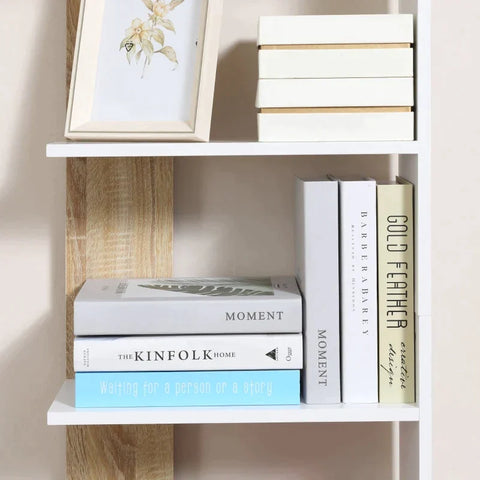 Rootz Free-standing Bookcase - 5-tier Office Shelving - Storage Shelving - Filing Shelving - Kitchen Shelving - Oak/White - 45 x 21 x 170 cm