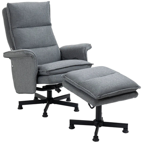Rootz Massage Office Chair - Footstool - Practical Side Pocket - 8 Vibration Heads - Linen Polyester - 1 Remote Control - 1 Side Pocket - Gray - 78L x 93W x 99H cm