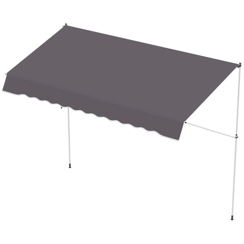 Rootz Awning - Articulated Arm Awning - Clamp Awning - Sun Protection - Folding Arm Hand Crank - Balcony - Grey- 300 x 150 cm