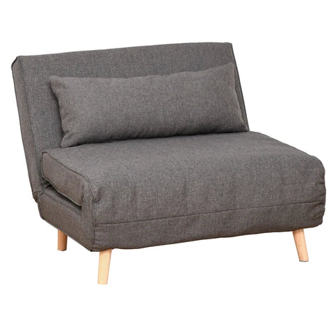 Rootz Single Sofa Bed - Slaapbank - Opklapbare Sofa - Verstelbare Rugleuning Ligstoel - Grijs - 95 x 95 x 80 cm