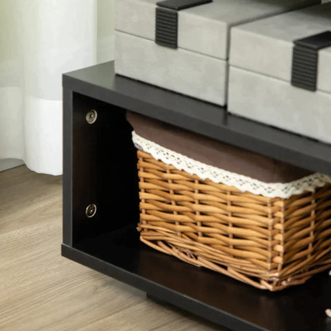 Rootz Side Table - Bedside Table - Coffee Table - Modern Design - 3 Storage Levels - Chipboard - Black - 60 x 60 x 45cm