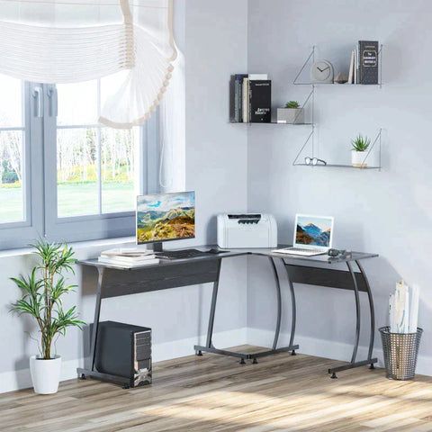 Rootz Computertisch – L-förmiger Schreibtisch – Ecktisch – Gaming-Schreibtisch – Schwarz – 112,5 x 152 x 74 cm