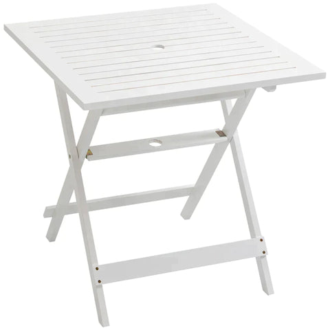 Rootz Patio Table - Garden Table - Square Table - Foldable Table - Poplar Wood -white - 70 x 70 x 70 cm