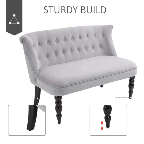 Rootz Sofa - 2-Seater Couch - Upholstered Sofa - Sofa Seating - Gray - 120 x 67 x 78 cm