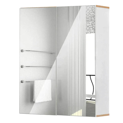 Rootz Spiegelschrank – Badezimmerschrank – Badezimmerspiegel – Wandschrank – Weiß – 60 x 20,5 x 75 cm