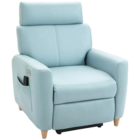 Rootz Electric Stand-Up Chair - Stand-up Chair - Relaxation Chair - With Stand-up Aid - Reclining Function - Remote Control - Light Blue - 81 x 91 x 103 cm