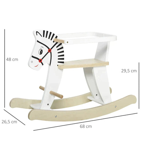 Rootz Children's Rocking Horse - Rocking Animal - Rocking Toy - Children's Horse Swing - White - 68 x 26.5 x 48 cm