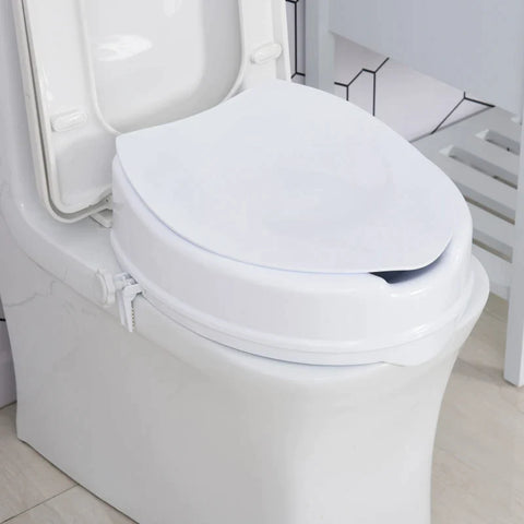 Rootz Raised Toilet Seat - Toilet Attachment - Toilet Raiser - Toilet Seat Raiser - With Lid - White - 35 x 40 x 16 cm