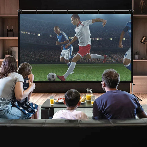 Rootz-Projektionsleinwand – 120-Zoll-Projektionsleinwand – mit Metallständer – faltbar, tragbar – Filmleinwand – Kunststoff – Weiß – 295 x 41,5 x 212 cm