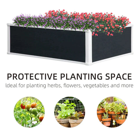 Rootz Raised Bed - Planter - With Drainage Function - Protection Against Pests - Plastic - Grey - 100 x 80 x 30 cm