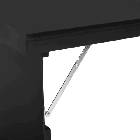 Rootz Wall Table - Folding Wall-Mounted Drop-Leaf Table With Chalkboard Shelf - Multifunction - Black - 60 cm x 94.5 cm x 147 cm