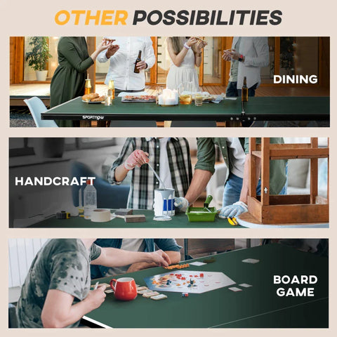 Rootz Table Tennis Table - Full Size - Foldable - 8 Wheels - Including Rackets And Balls - Green - 2.74 x 1.52 x 0.76 m