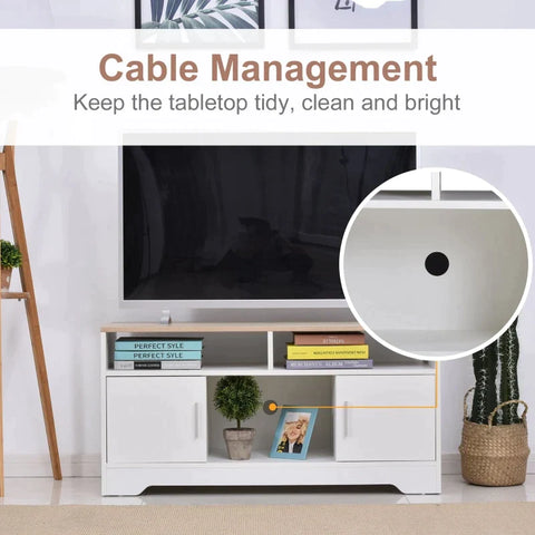 Rootz TV Bench - TV Stand - Modern Design - 3 Shelves And 2 Cabinets - Natural - 105 cm x 40 cm x 52 cm