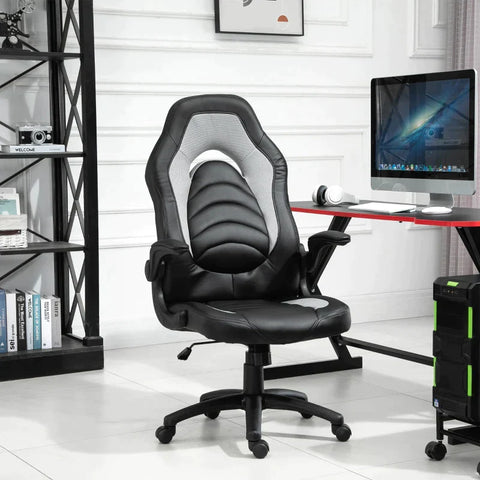 Rootz Gaming Chair - Office Chair - Racing Style Office Chair - Height Adjustable - PU Leather - Gray - 64cm x 68.5cm