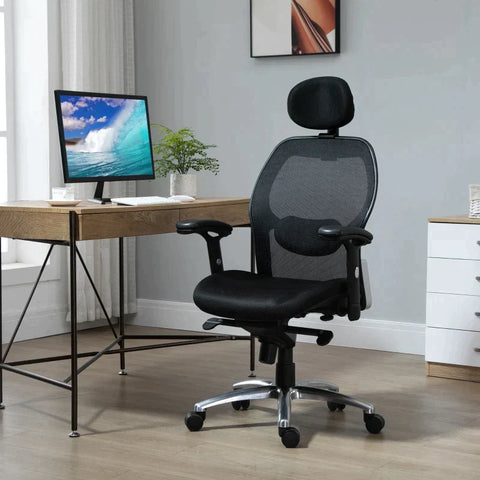 Rootz Office Chair - Desk Chair - Computer Chair - Home Office Chair - Black - 64.5 x 65.5 x 120-128 cm