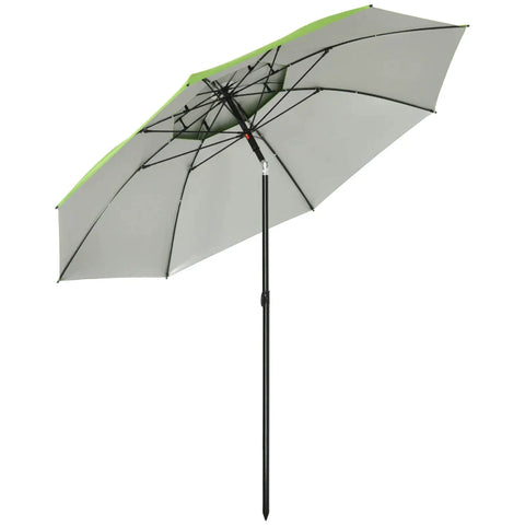 Rootz Beach Umbrella - Parasol With Ventilation Holes - With Protective Cover - Carry Bag - Green - 185L x 185W x 205H cm