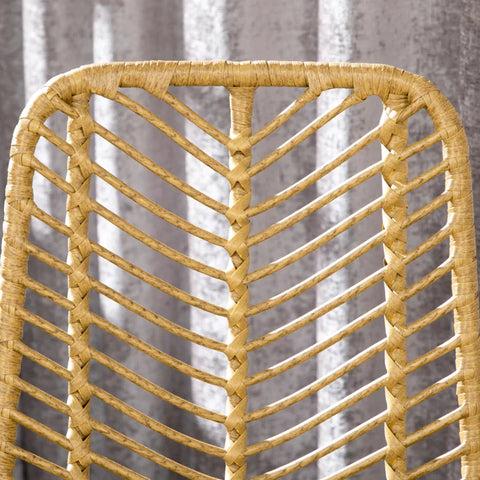 Rootz Set Van 2 Barkrukken - Boho Design - PE Rotan - Inclusief Voetsteun - Moderne Barzit - Geel + Zwart - 42,5 cm x 52 cm x 102 cm