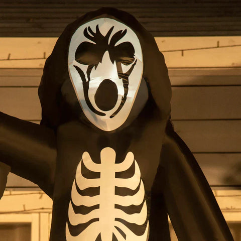 Rootz Ghost Skeleton - Halloween Decoration With Blower - Tension Rope - Sandbag - Black - 1.40 x 1.05 x 2.70m