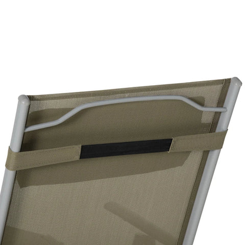 Rootz Sonnenliege – Liegestuhl – Gartenliege – 7 Positionen – verstellbar – Strandliege mit Kissen – faltbar – Netzmetall – Grau + Silber – 137 x 63,5 x 100,5 cm