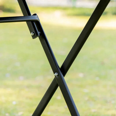 Rootz Foldable 3-piece Seating Group - Garden Table Set - Balcony Set - Balcony Furniture - 1 Table + 2 Chairs - Garden Furniture Set - Seating Set - Metal - Mesh Black + Grey - 60L x 60W x 70H cm