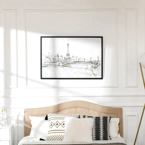 Rootz Wall Art - Art Print - Wall Pictures - With Eiffel Tower Motif - UV Printing - Embossing Technique - Including Mounting Material - 93 cm x 2.5 cm x 63 cm