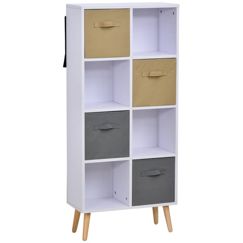 Rootz Bookshelf - Standing Shelf - Kitchen Cabinet - Chest Of Drawers - White + Brown + Grey - 54.5 x 24 x 122.5 cm