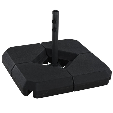 Rootz Parasol Stand - Umbrella Stands - Cross Base - Can Be Filled With Water Or Sand - 4-piece Parasol Stand - Steel - HDPE Plastic - Black - 80 x 80 x 56 cm